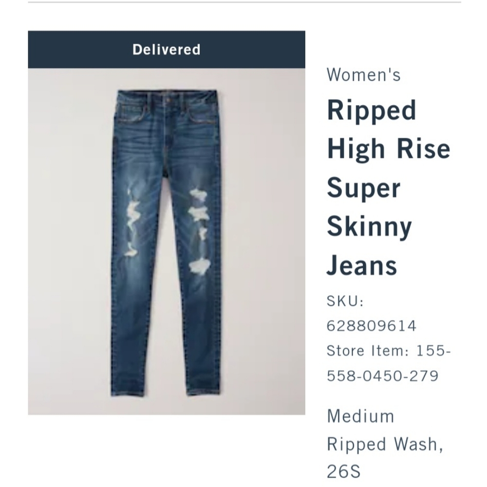 Abercrombie and Fitch Ripped High Rise Super Skinny Jeans